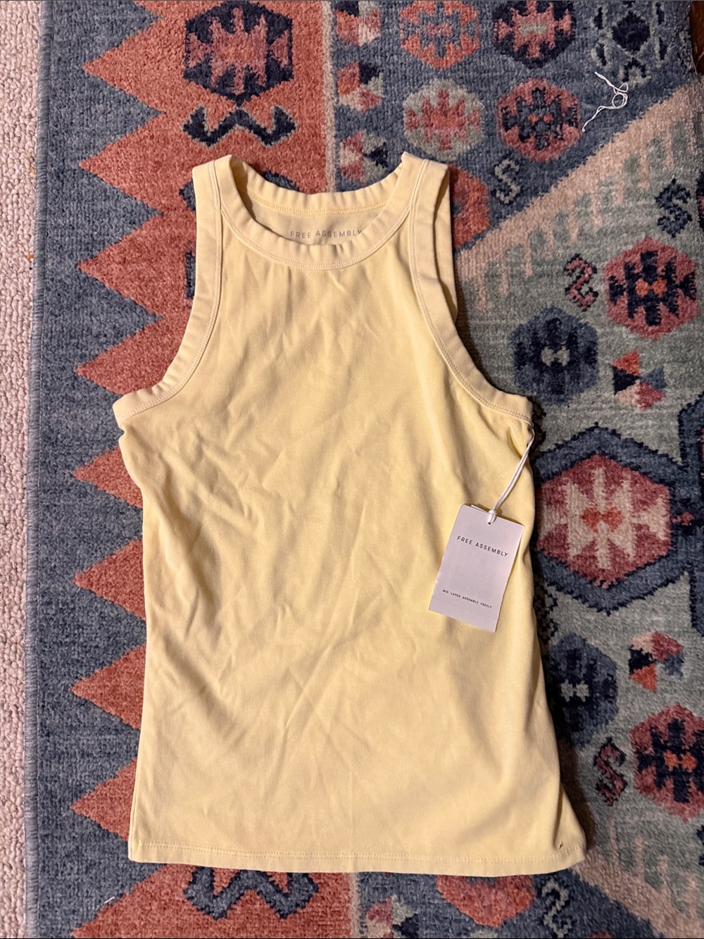 Core Assembly Pale Yellow Tank Top — Slim Ribbed Crew